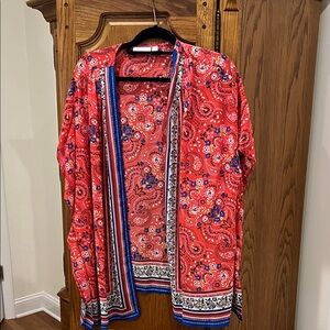 Belle by Kim Gravel Red and Blue Floral Top